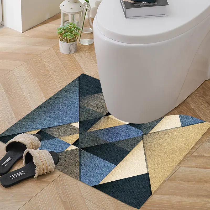 2022 New Best-selling Bathroom Carpet Geometric Pattern U-shaped Waterproof Toilet Non-slip Mat Home Foot Pad Machine Washable