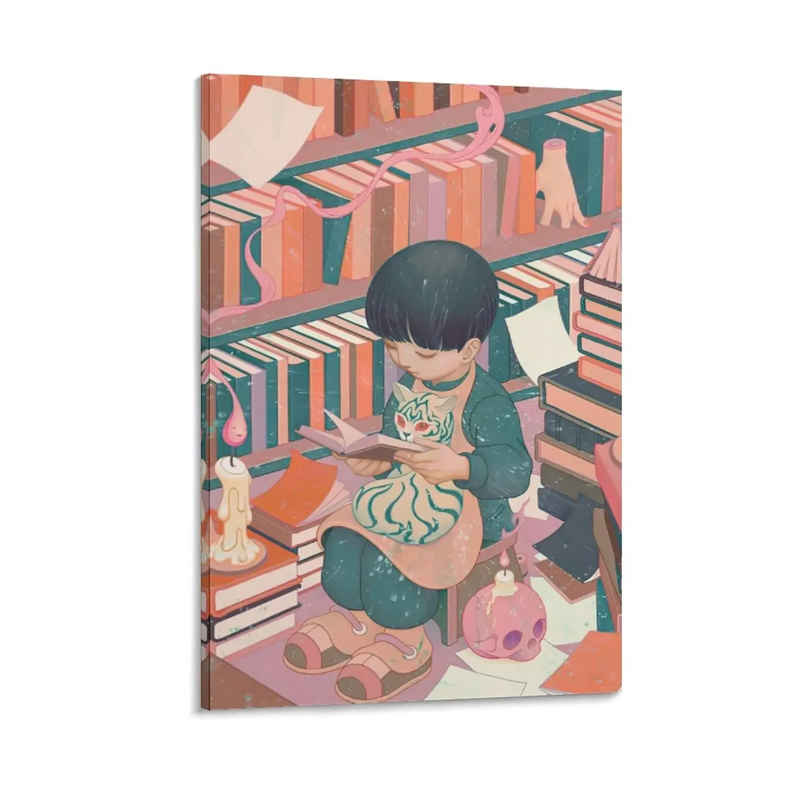 

Bibliophile Cat Book Canvas Painting aesthetic room decoration decor home decoration luxury Decoration for bedroom