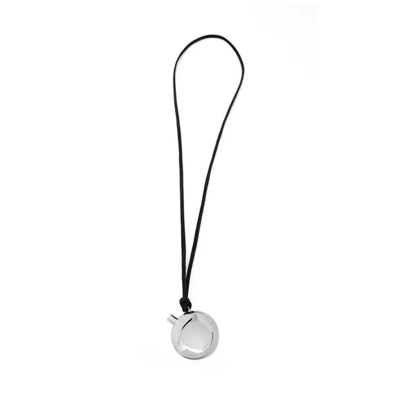 

Gold and silver black leather rope perfume bottle necklace new explosion glossy long pendant sweater chain