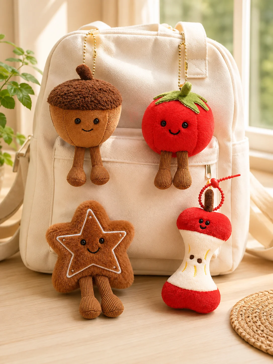 Cute Star Cookie Plush Bag Charm Keychain, Soft Stuffed Toy Pendant, Kawaii Plush Doll Backpack Handbag Hanging Accessory