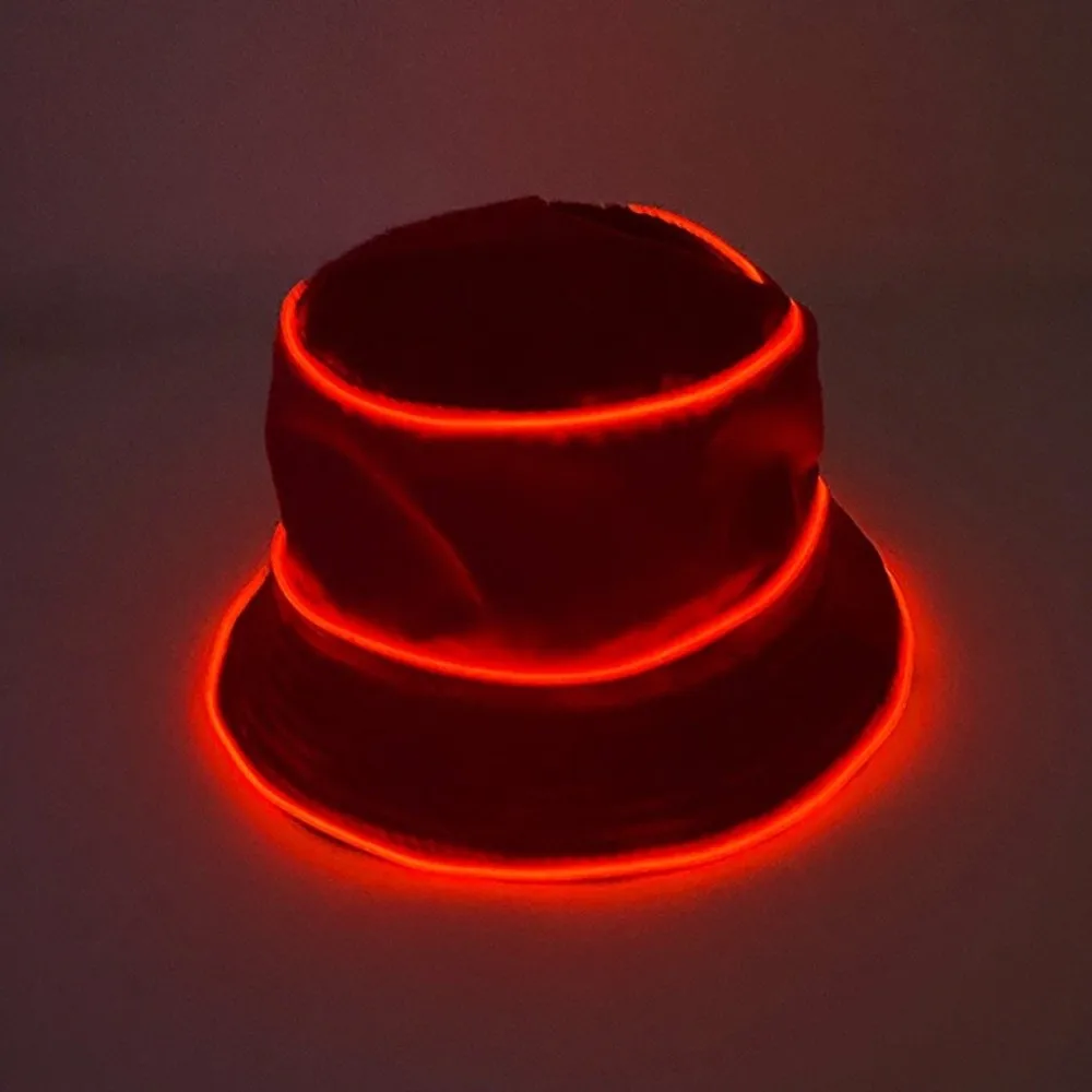 Battery Powered LED Bucket Hat Flashing Modes Solid Color Luminous Hat Grow in Dark Korean Style Flashing Glow Hat Halloween