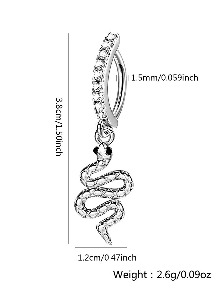 KUNIU 1pc elegante lusso serpente zircone ciondolo pancia anello donne Piercing gioielli per il corpo gioielli per feste