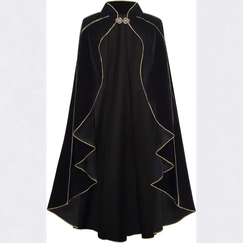 

Newly Released Medieval Cloak: A Vintage-Inspired Cape Adorned with Golden Trims Perfect for Halloween Celebrations and Stage
