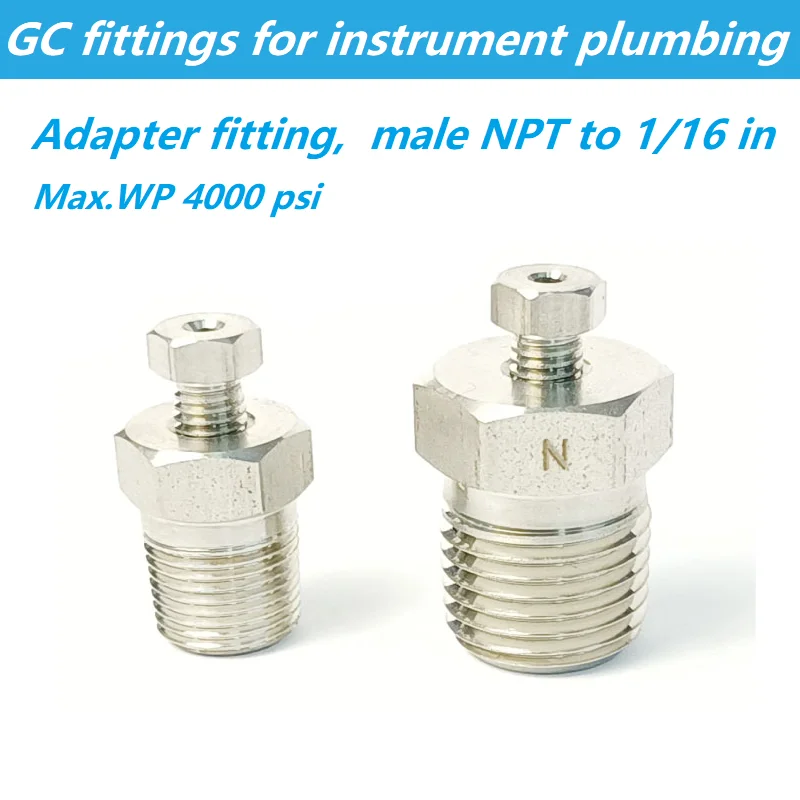 1/16 inch Adapter to Male NPT GC HPLC Fittings for Instrument Plumbing Stainless Steel Connector for Agilent Shimadzu