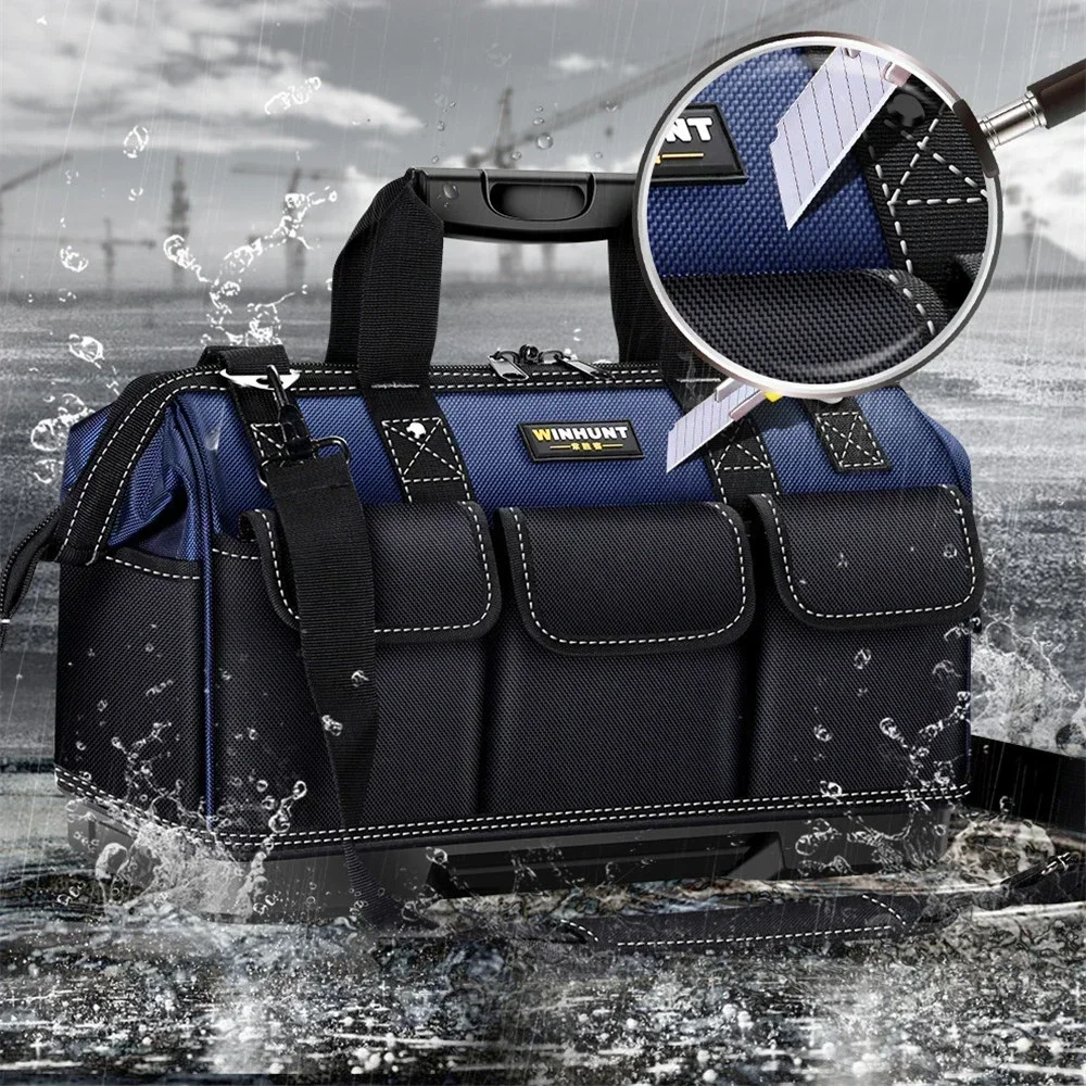 Waterproof Tool Bag Large Multi-Function with Multi Pockets Heavy Duty Tool Pouch Bag Organizer Anti-Fall Tool Tote Storage Bag