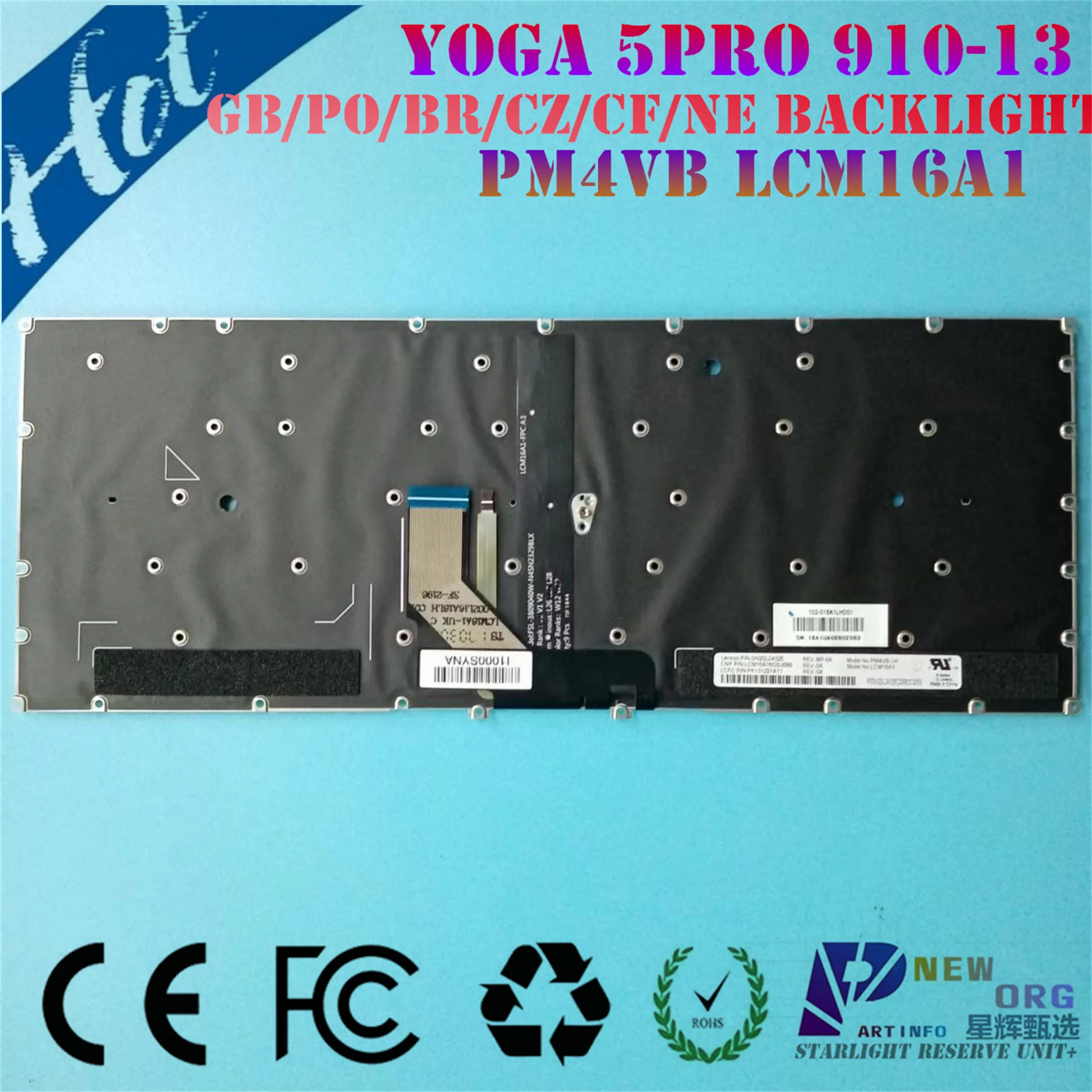 UK/GB PO/BR CZ/SK JP CF-E Laptop backlight keyboard For LENOVO YOGA910 YOGA910-13IKB Flex5 Pro 80VF series Black  PM4VB LCM16A1