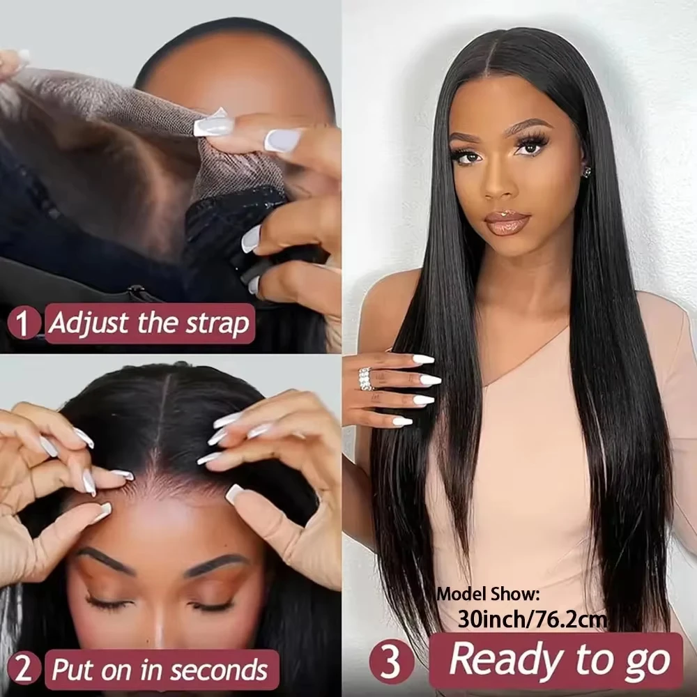 Glueless Wigs Human Hair Pre Plucked Pre Cut 4x4 Hd Lace Closure Wigs 34 Inch Straight Human Hair Wig For Women 250 Density Wear And Go Glueless Wigs For Beginner image 6