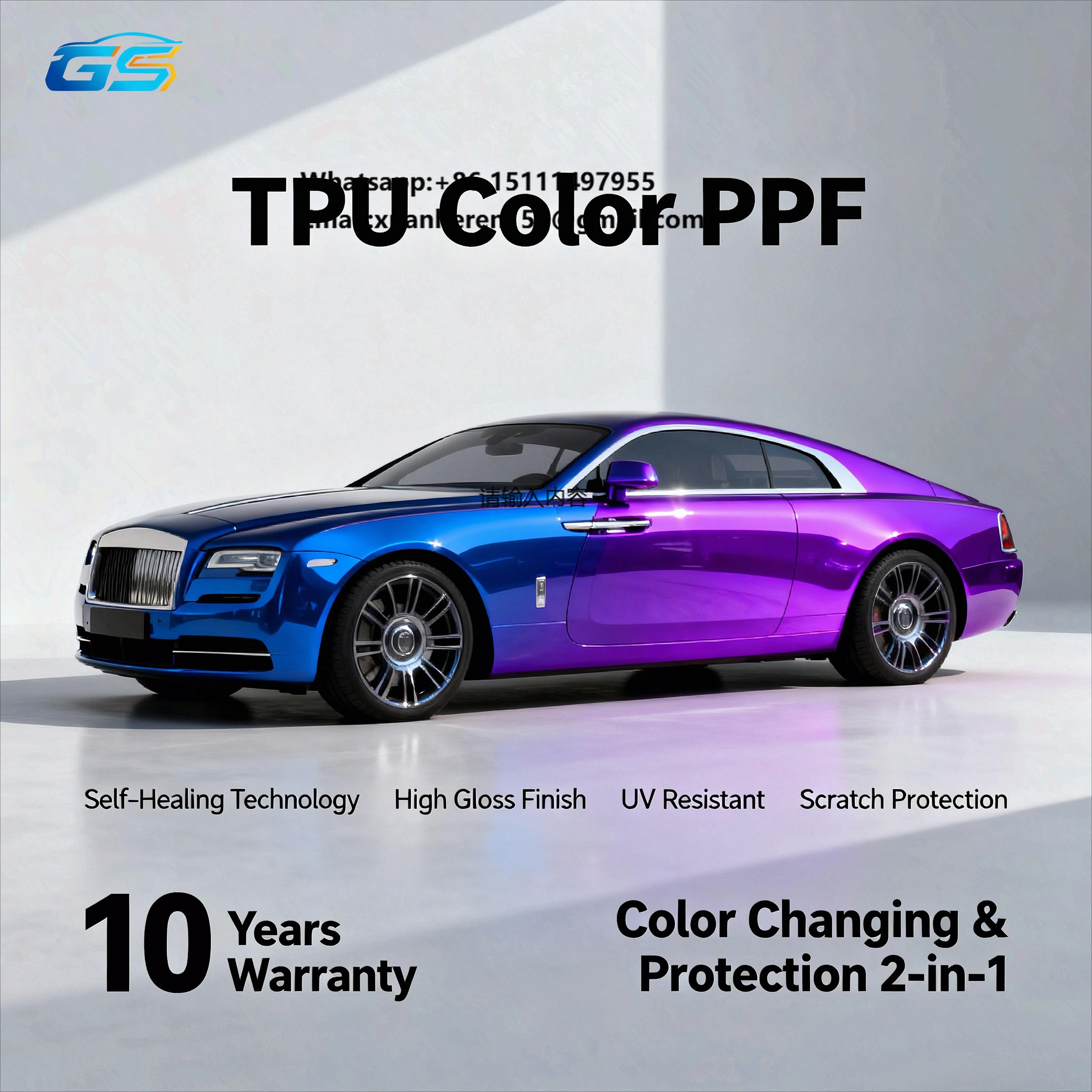 

Streamer Blue Color Changing Film for Car TPU Vinyl Wrap Paint Protection Chameleon Self-Healing Anti-Scratch Film