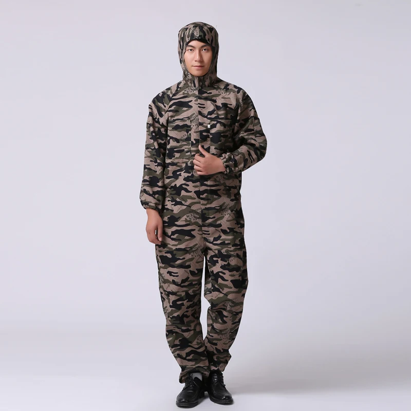 

Camouflage Overalls Work orm Dustproof Waterproof Men's Work Clothes with Hat Labor Protection Suit for Office Work