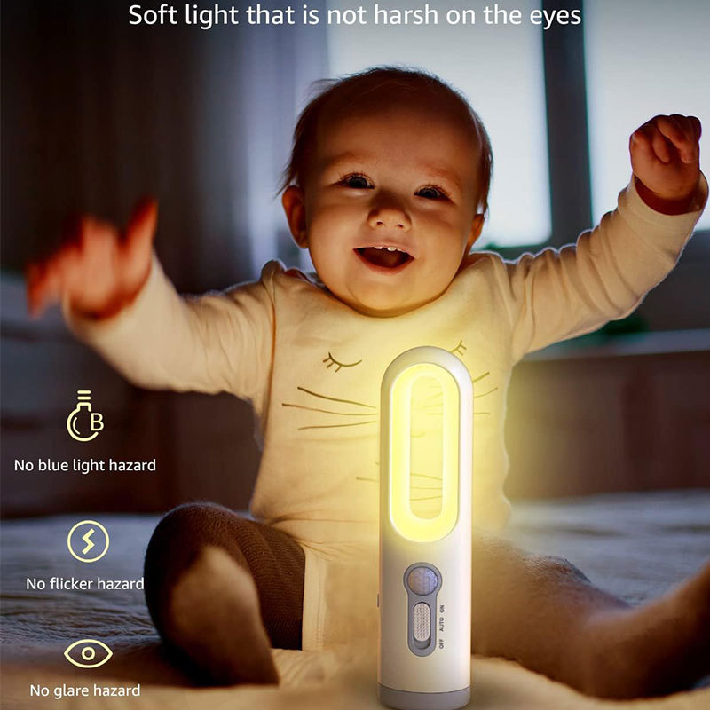  Portable 2 in 1 Flashlight Motion Sensor Night Light Bedroom Bathroom Reading Camping Lighting Baby Feeding Eye Care Bedside Lam 