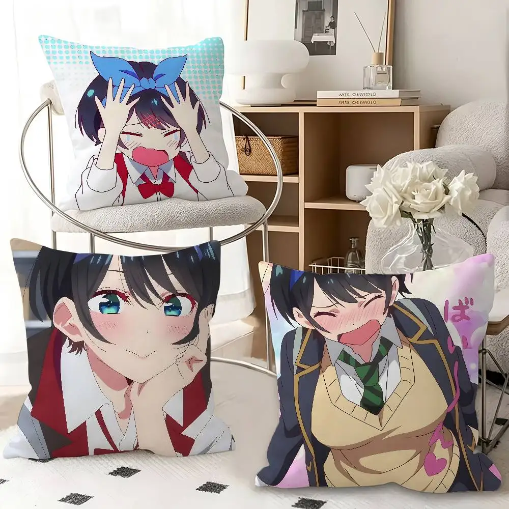 1pc Ruka Sarashina Rent-a-Girlfriend Pillow Case Fashion Square Pillowcase Bedroom Sofa Room Ins Decoration Leisure