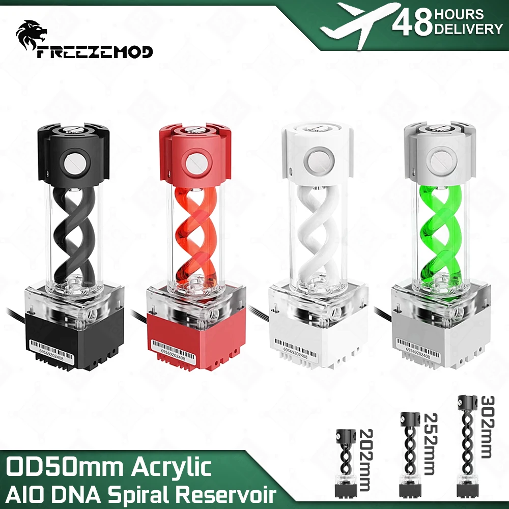 FREEZEMOD AIO Water Cooling DNA Helices Reservoir 3.5m Head 650L/H Flow 202mm/252mm/302mm Centrifugal Pump Tank PC MOD PUB-FS6MB