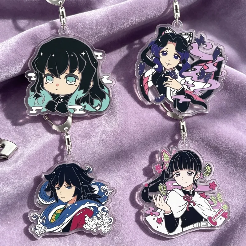 Llavero de Demon Slayer Gyomei Himejima Gyutaro Yushiro, Acrílico, Hecho a Mano, Dibujos Animados, Anime, Decoración de Escritorio, Juguete, Regalo para Fans, 5 cm