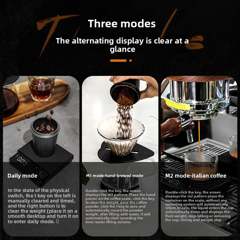 Digital Coffee Scale mini Usb digital Rechargeable coffee scal Espresso Scales kitchen High-Precision weight electronic scale