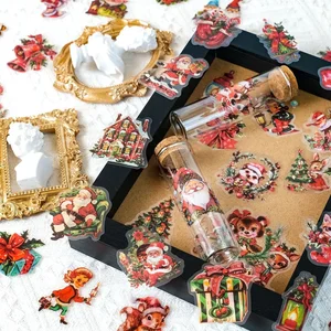 50 buah / set Stiker Transparan Tema Santa Natal Hewan Peliharaan Grosir Dekorasi Pesta Natal Stiker Kulkas Pintu dan Jendela 8 stiker pintu natal penjualan terbaik - №