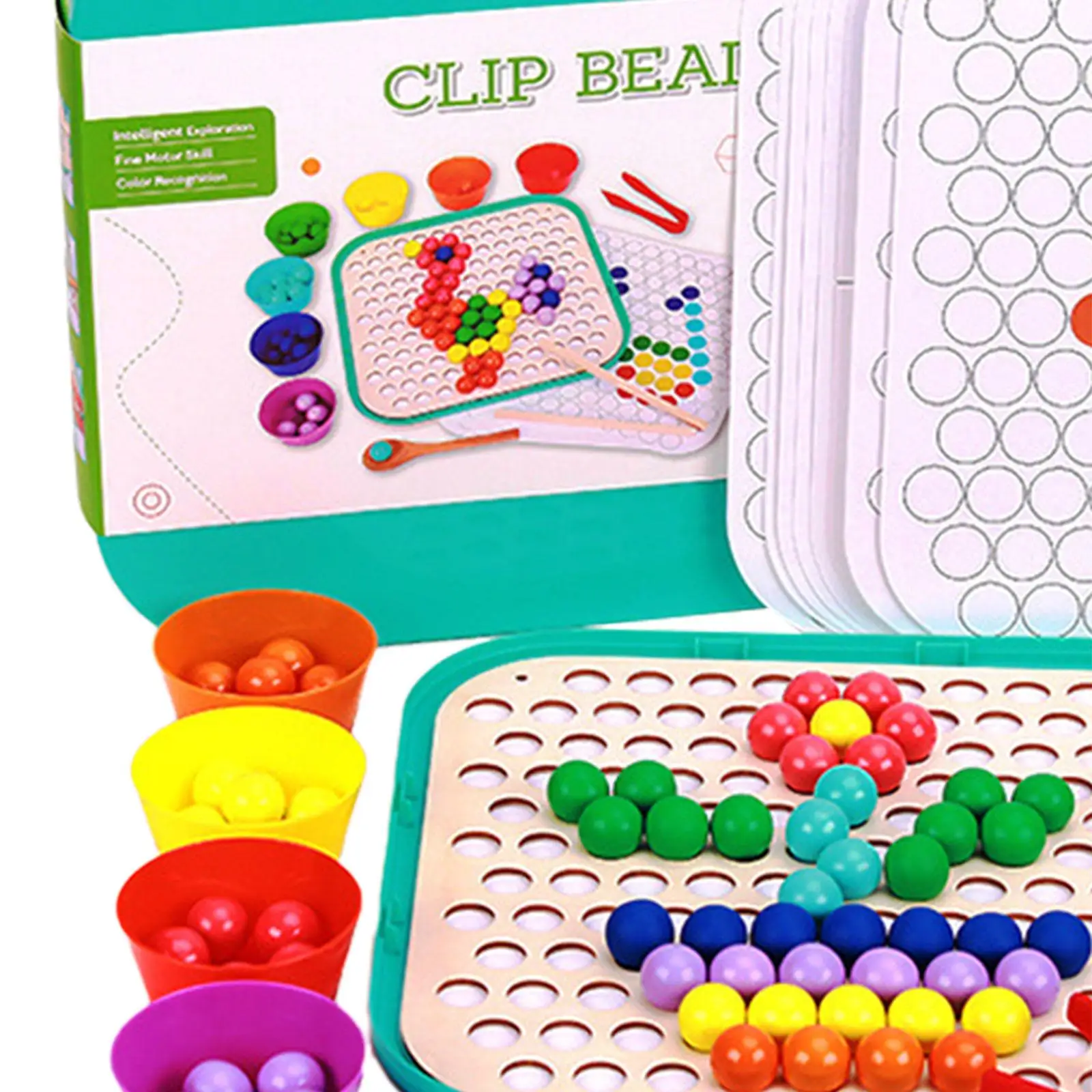 Rainbow Color Sorting Toys Counting Toy for Kids Clip Bead Game for Activity Interaction Coordination Kindergarten Primary