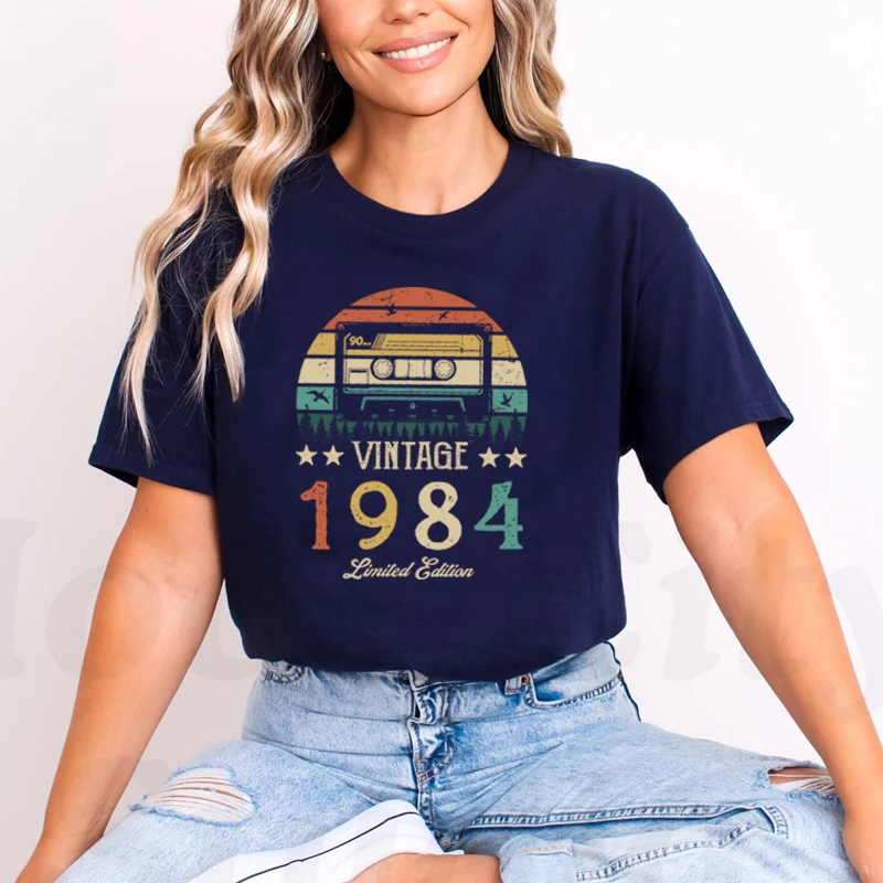 1984 41th 41 Years Old Birthday Gift Limited Edition Women T Shirt Mother Gifts Cotton Color Black T-shirt Vintage Sunset Tshirt