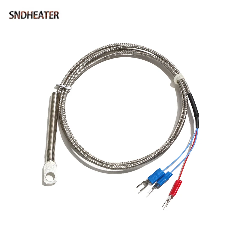 SNDHEATER K/E Type Thermocouple 1M 1.5M 2M 3M 5M Metal Shield Wire Temperature Sensor Spring shell Cold-pressed Nose Probe