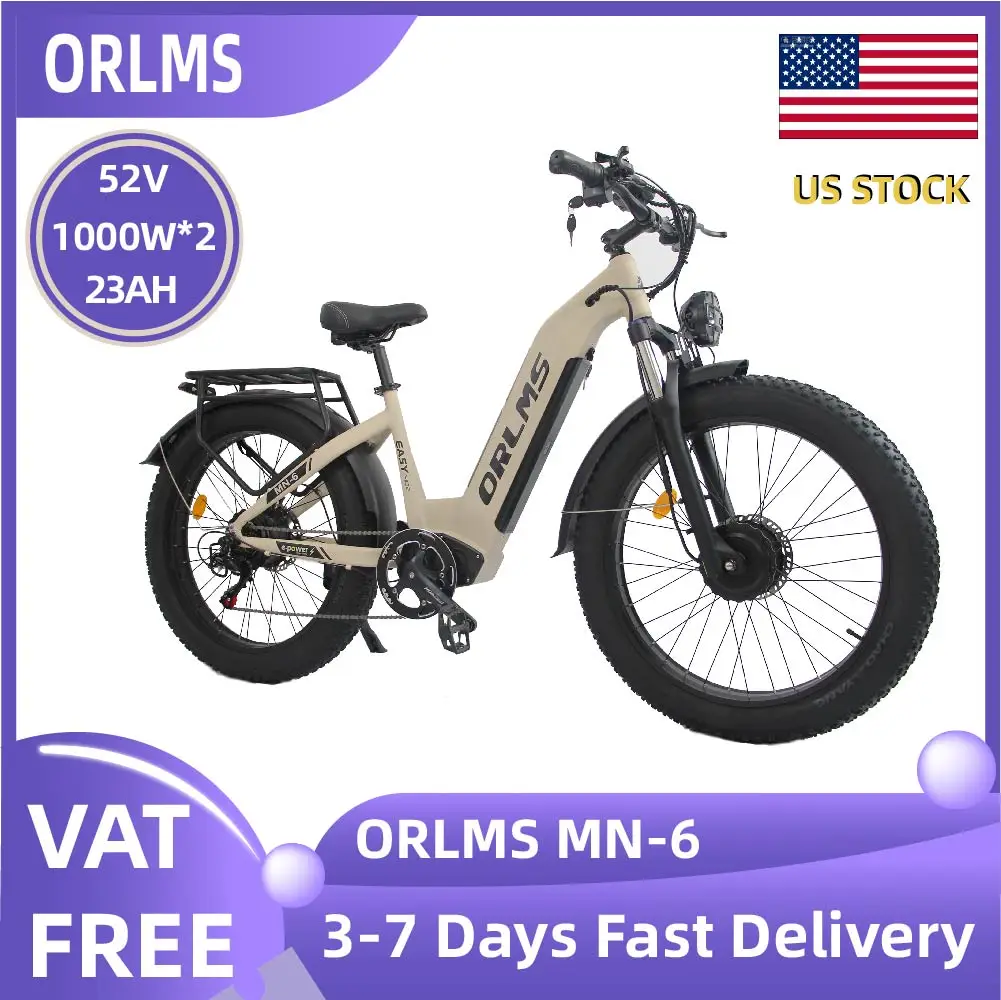 

ORLMS MN-6 1000 Вт * 2, электронный велосипед для взрослых, аккумулятор 52 В, 23 Ач, электрический велосипед, 26-дюймовая вездеходная толстая шина, электронный горный велосипед