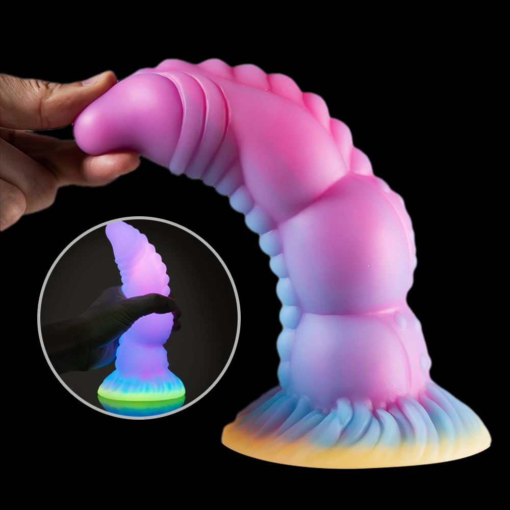 Realistic Tentacle Luminous Dildos for Women Colourful Glowing Fake Dick Big Penis With Suction Cup Huge Dragon Monster Sex Toys