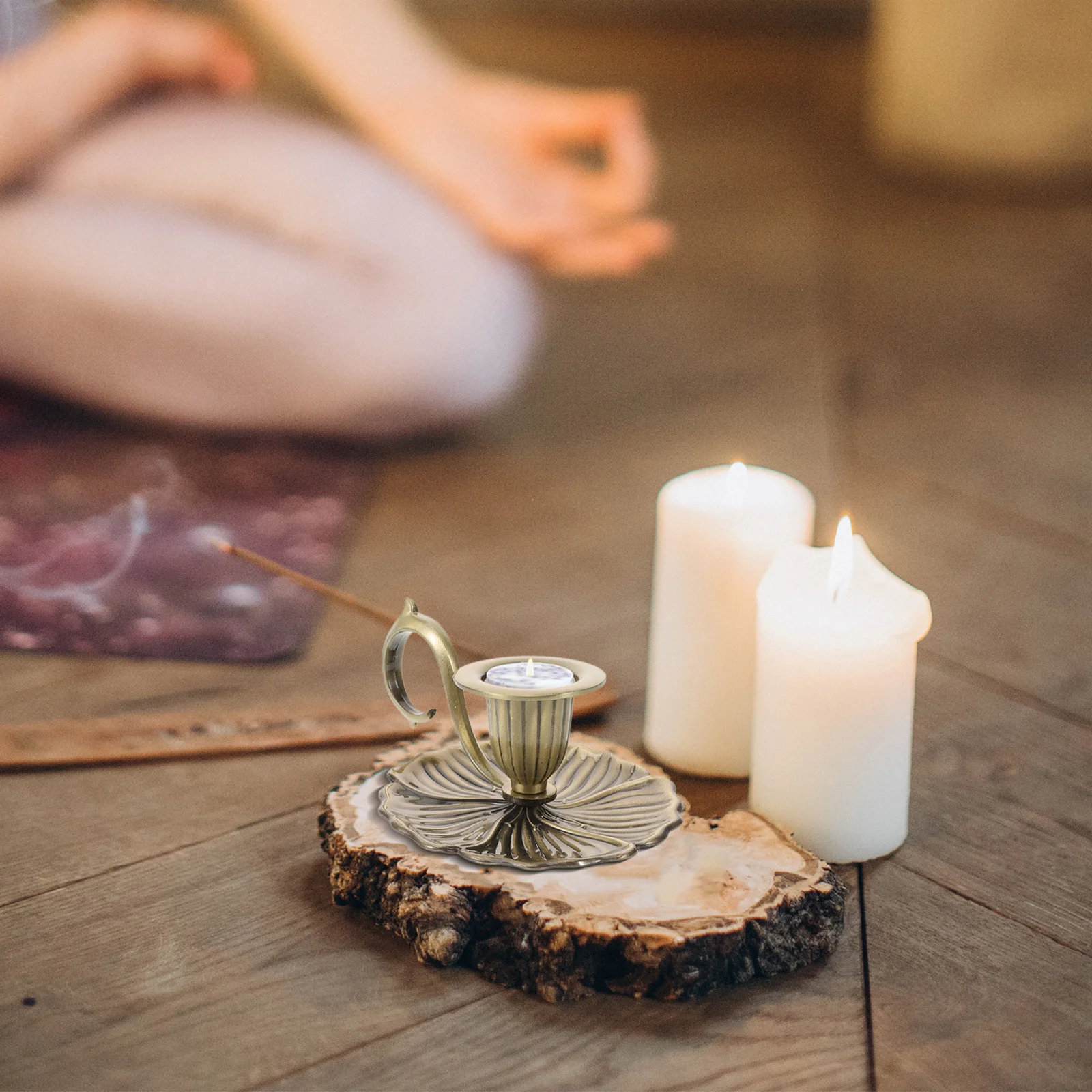 

Vintage Style Holder Metal Base for Long Thin Candles Tabletop Decorative Stand Holiday Party Wedding Home Decor