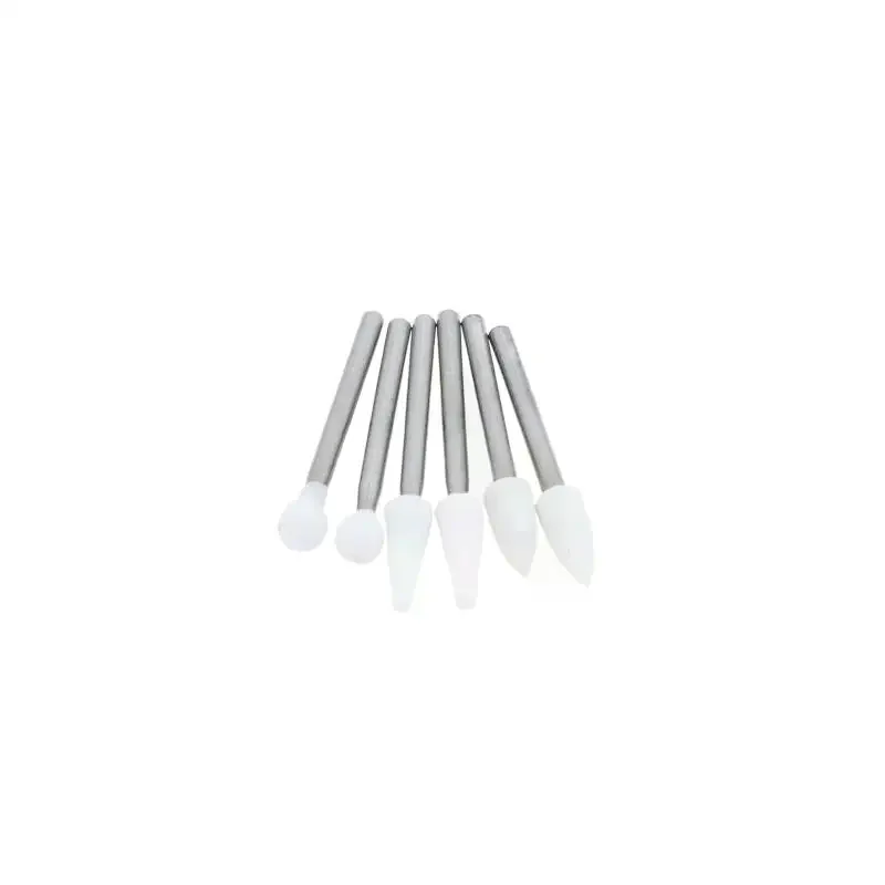 /ACR/12Pcs/Box White Stone Polishing 2.35mm Cone/Flame/Round Shape Abrasion Bur For High Speed Tools 1.6mm For Dental Porcelain