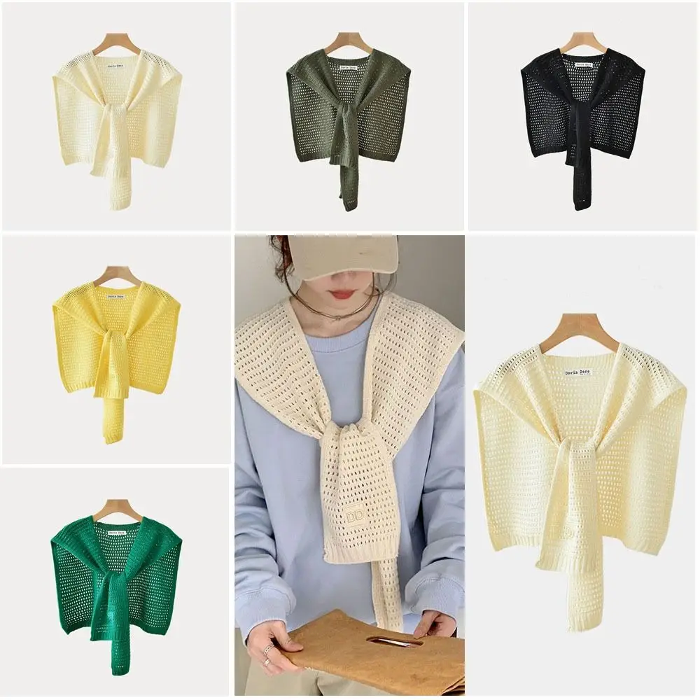 Women Fashion Pure Color Scarf Knitted Shawl Female Air-conditioned Room Knitted Cross Shawl Knitted Shawl