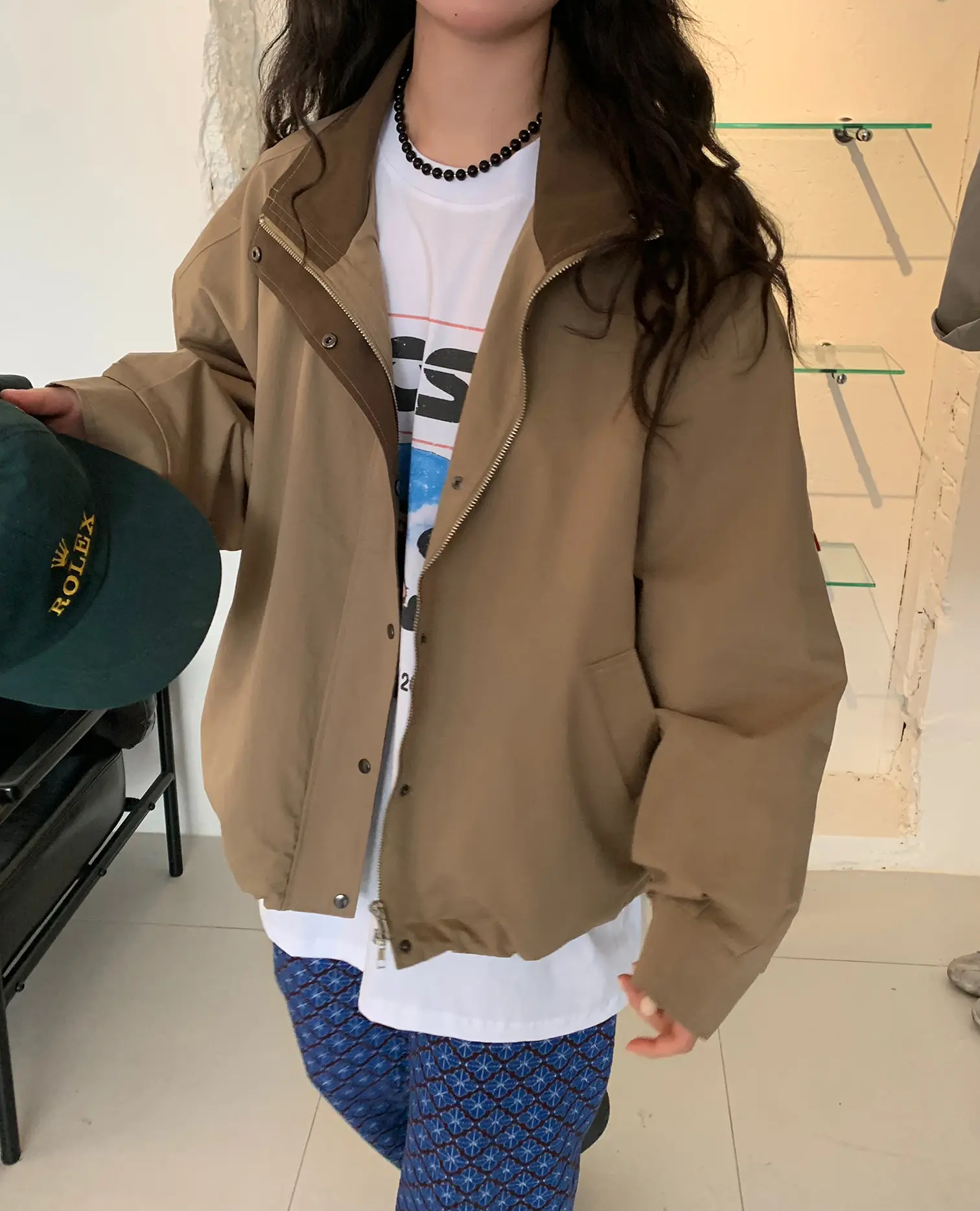 2 ألوان فضفاضة الكورية نمط المرأة سترة ملابس خارجية الخريف 2025 أناقة سستة شيك كم طويل بلايز أنثى (ww1746