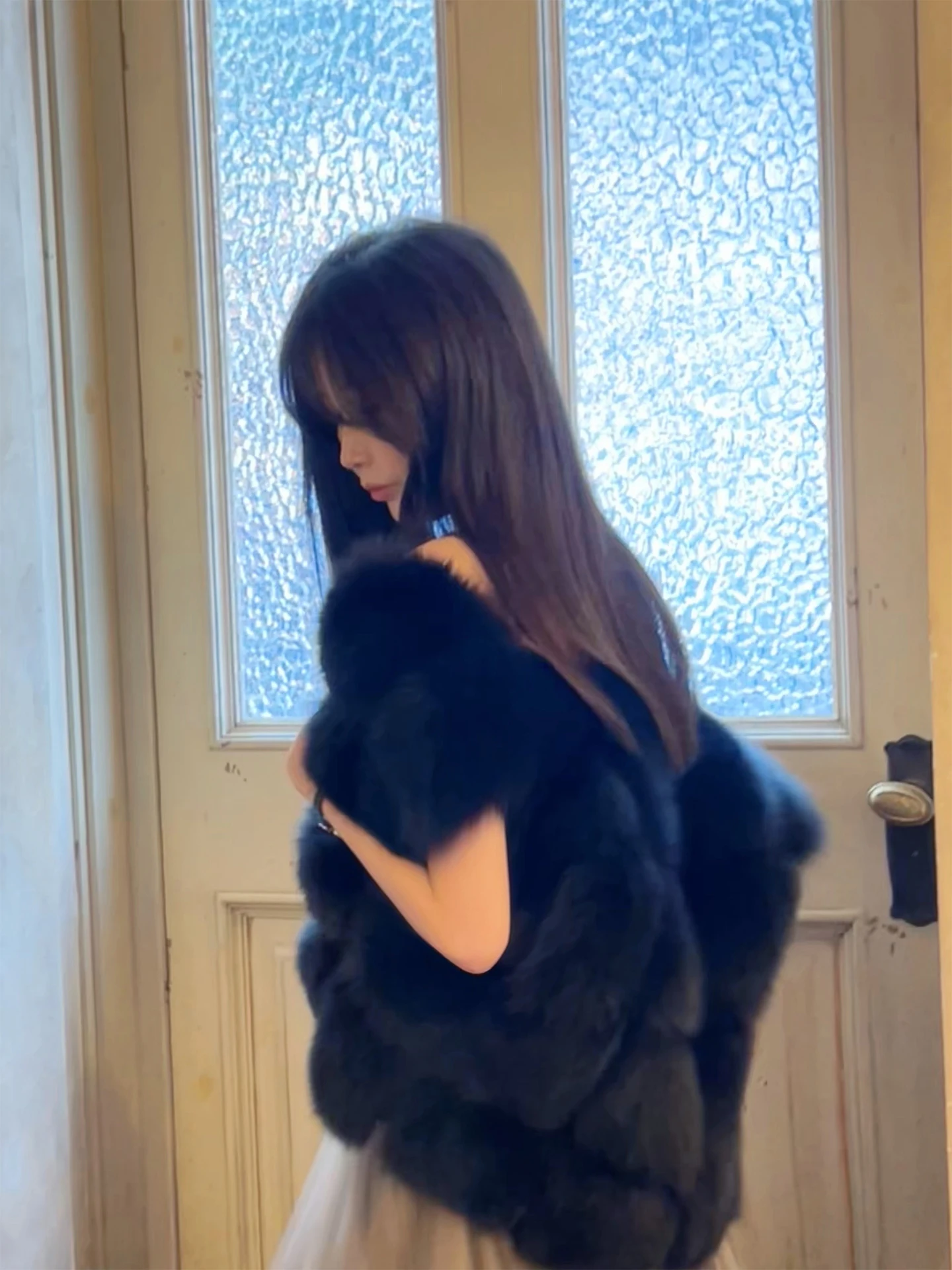 

Ele Bla Fur Vest Bear Bear House Private Label Youth Faion Autumn Stand Fit Luxury Feel Fem Second Lead