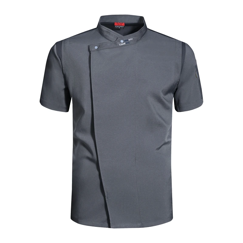 قمصان الشيف البيضاء الموحدة ملابس الطبخ للرجال سترة المطبخ مطعم فندق زي الشيف معطف قصير الأكمام شبكة ملابس العمل