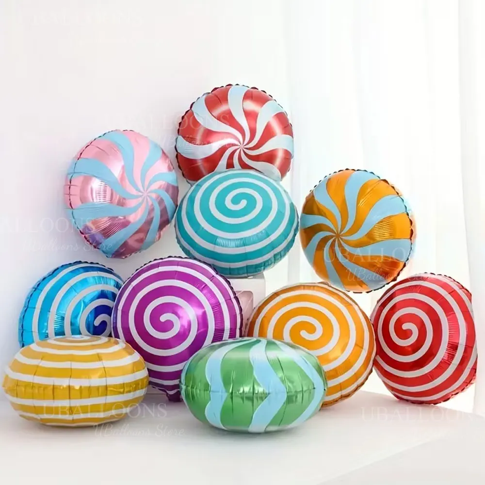 10 Stück süße Süßigkeiten-Folienballons, 25,4–45,7 cm, runde Lollipop-Heliumballons für Geburtstag, Candyland, Weihnachten, Zuhause, Party, Dekoration – Detail 4