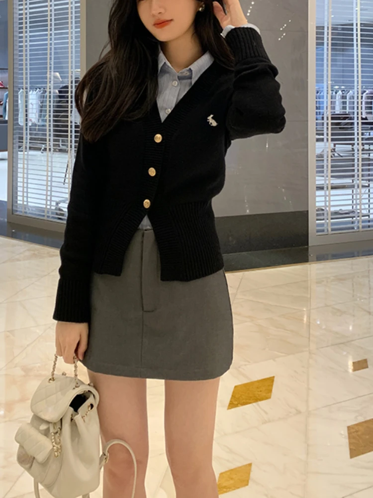 Autumn New Knitted 3 Piece Set Women Korean Fashion Office Lady Outfits Set Feamel Korean Long Sleeve Sweet Sweater Set 2024