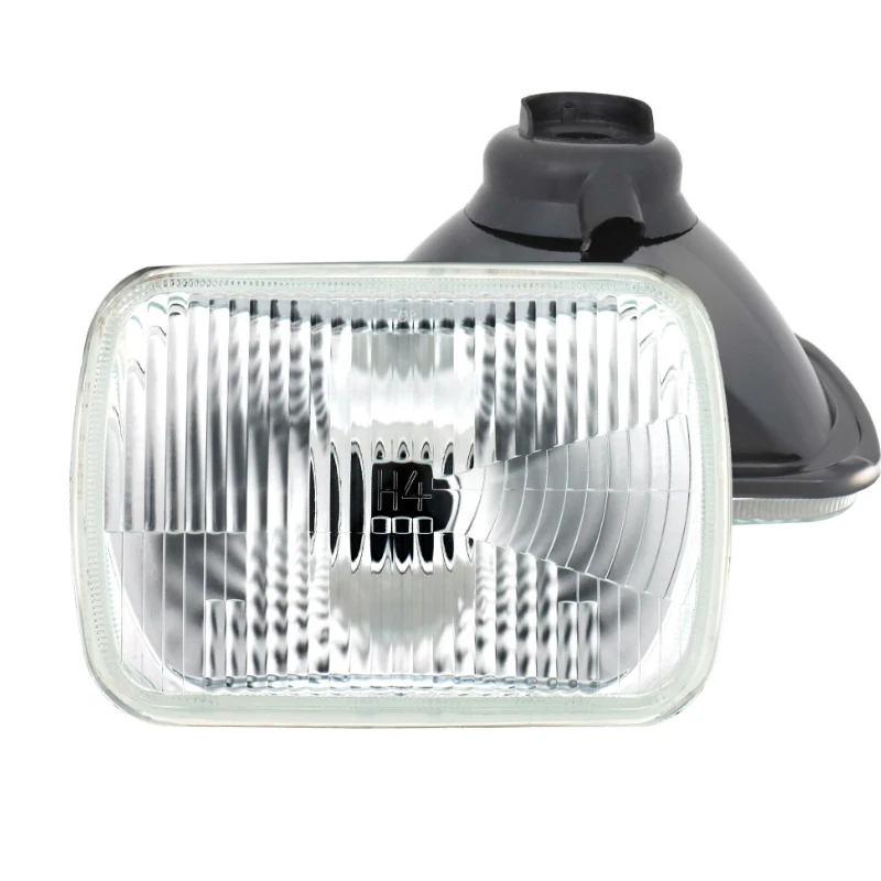 For Nissan Navara Toyota Hiace Hilux 1978~2005 RWD Car Lighting 1 Pair 5X7\'\' H4 Headlight Kit Rectangle Headlamp Halogen Bulb