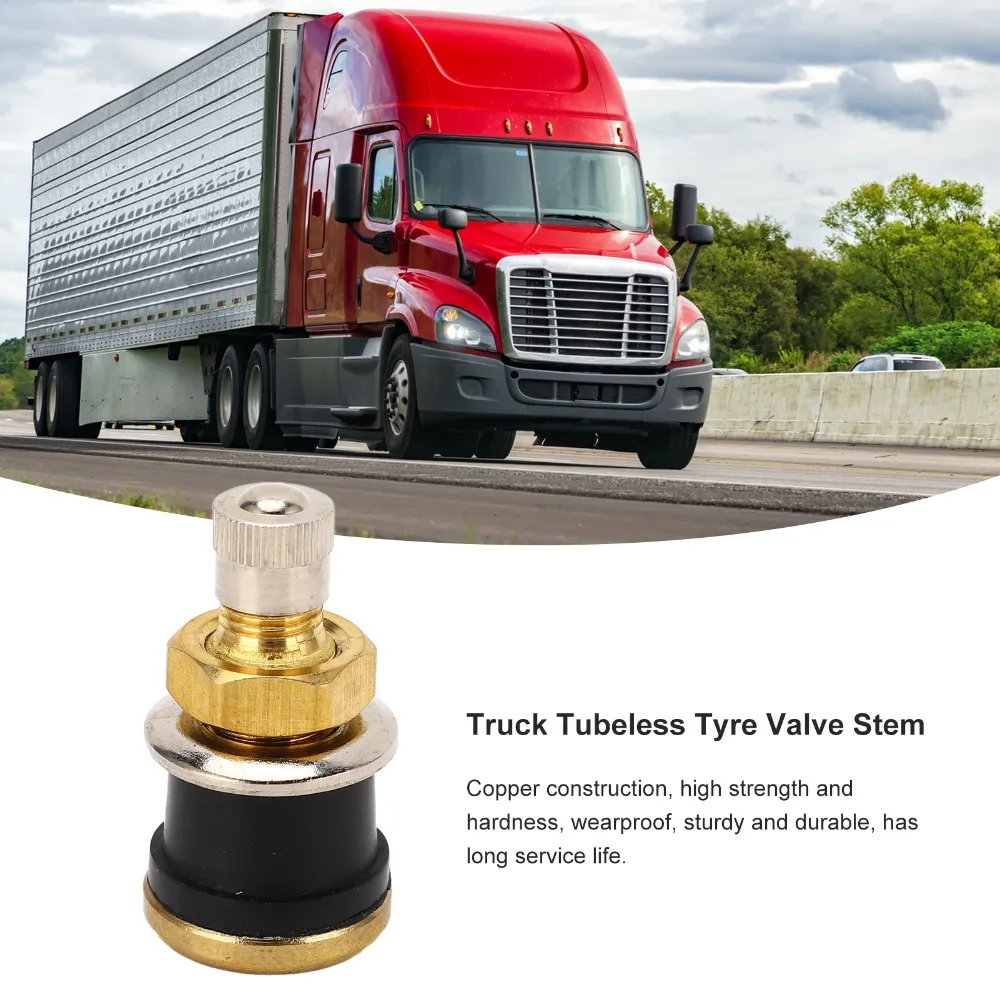 20PCS Durable TR575 Copper Valve Stems 1-1/8 Inch Clamp-in Tubeless Tire Valve Stem Brass Rubber Seal Truck Valve Stem Truck/Bus