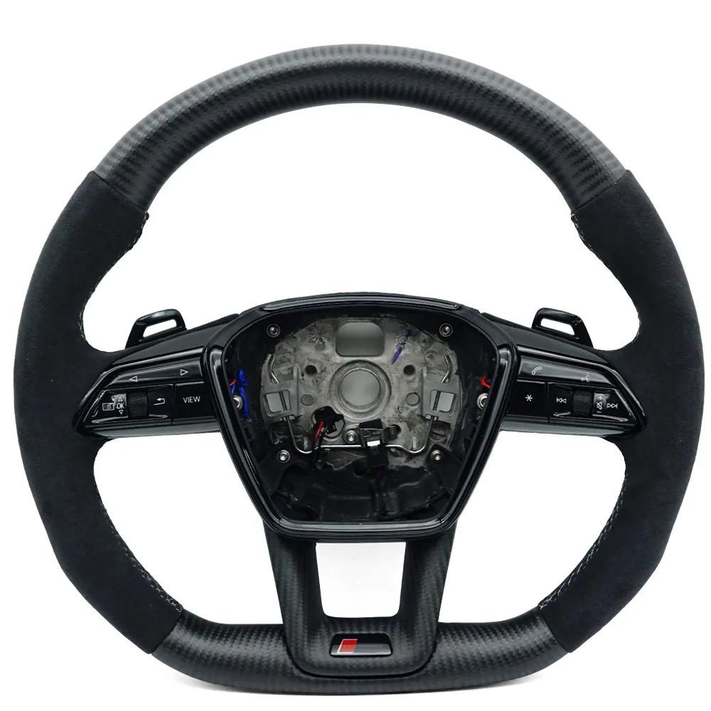 Suitable for Audi A6C8A7RS standard matte carbon fiber semi-flip hair with button paddle with heated steering wheel