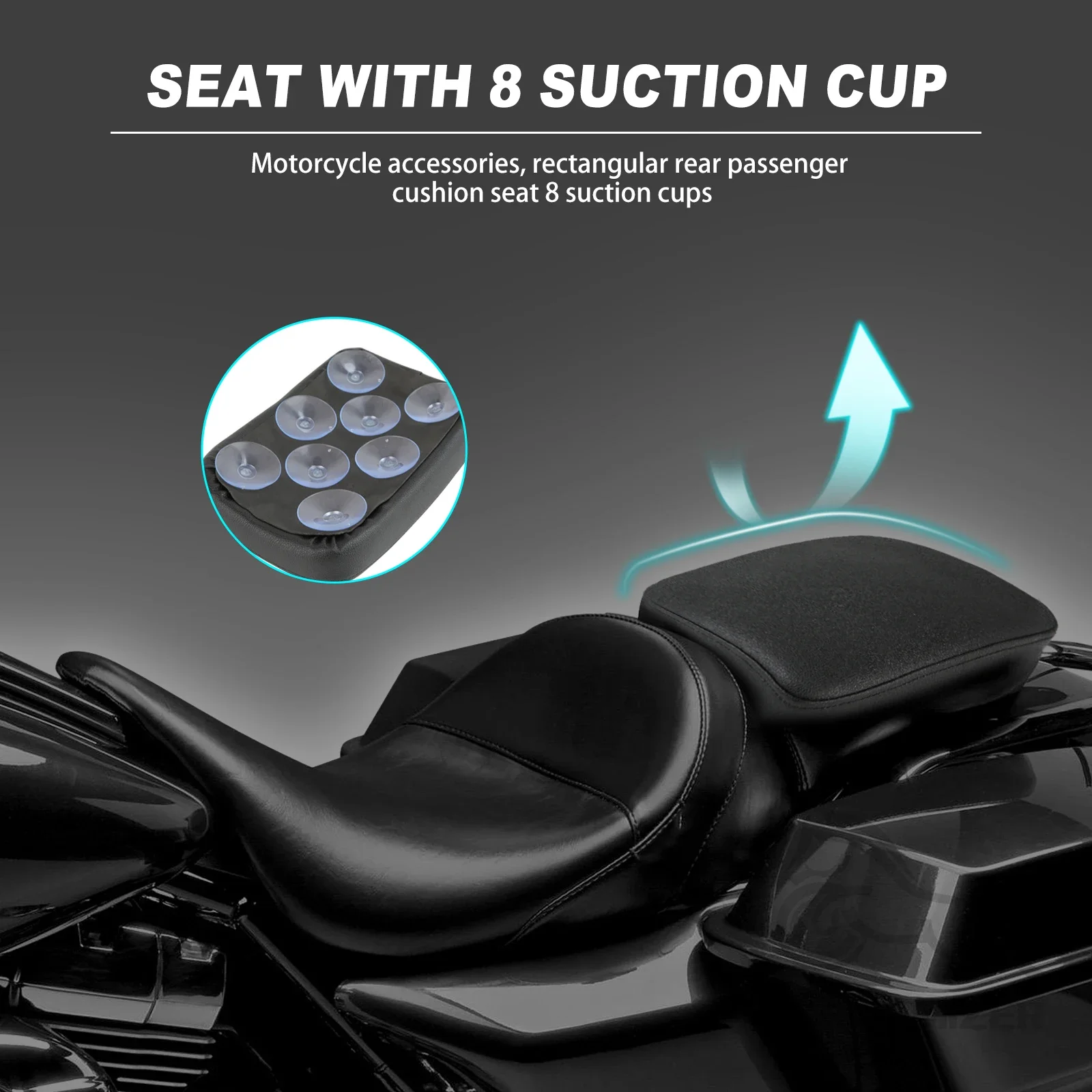 Motorcycle Rear Passenger Cushion 8 Suction Cups Pillion Pad Suction Seat For Harley Dyna Sportster Softail Touring XL 883 1200