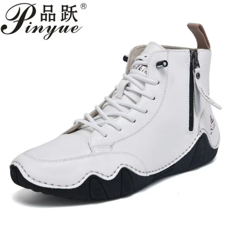 

Мужские кроссовки, повседневная обувь, ботильоны, кожаные боковые молнии, удобные дышащие противоскользящие уличные прогулочные ботильоны, размеры 38-48