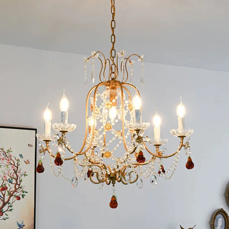 French Vintage Crystal Chandelier Medieval Palace Bedroom Dining Room Candle Pendant Lights Lighting Decor Living Room E14 Lamps