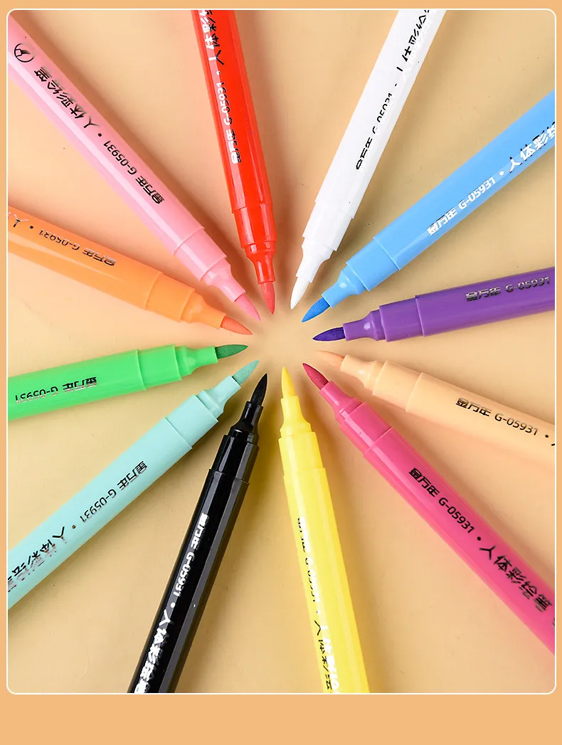 8 Stück abwaschbare Körpermarker für Haut- und Gesichtsbemalung, ungiftige, wasserbasierte Tattoo-Zeichenstifte für Kinder, Party, Cosplay, Make-up-Kunst – Detail 10