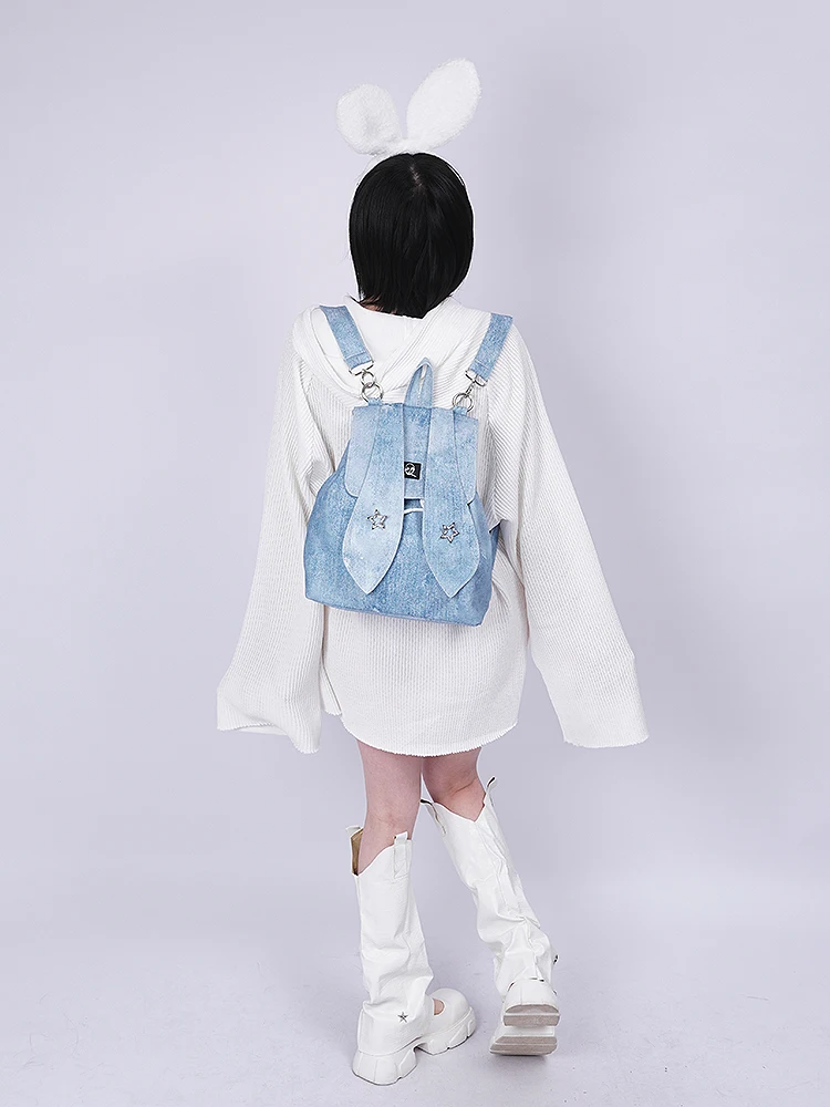 Sweet Cute Fashion Backpack Denim Commuter Practical Large Capacity Schoolbag Crossbody Bags