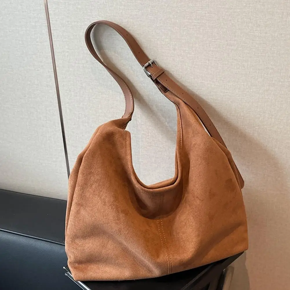 

Замшевая винтажная женская сумка-тоут, ручная сумка через плечо, женская сумка в стиле ретро, простая большая сумка-тоут