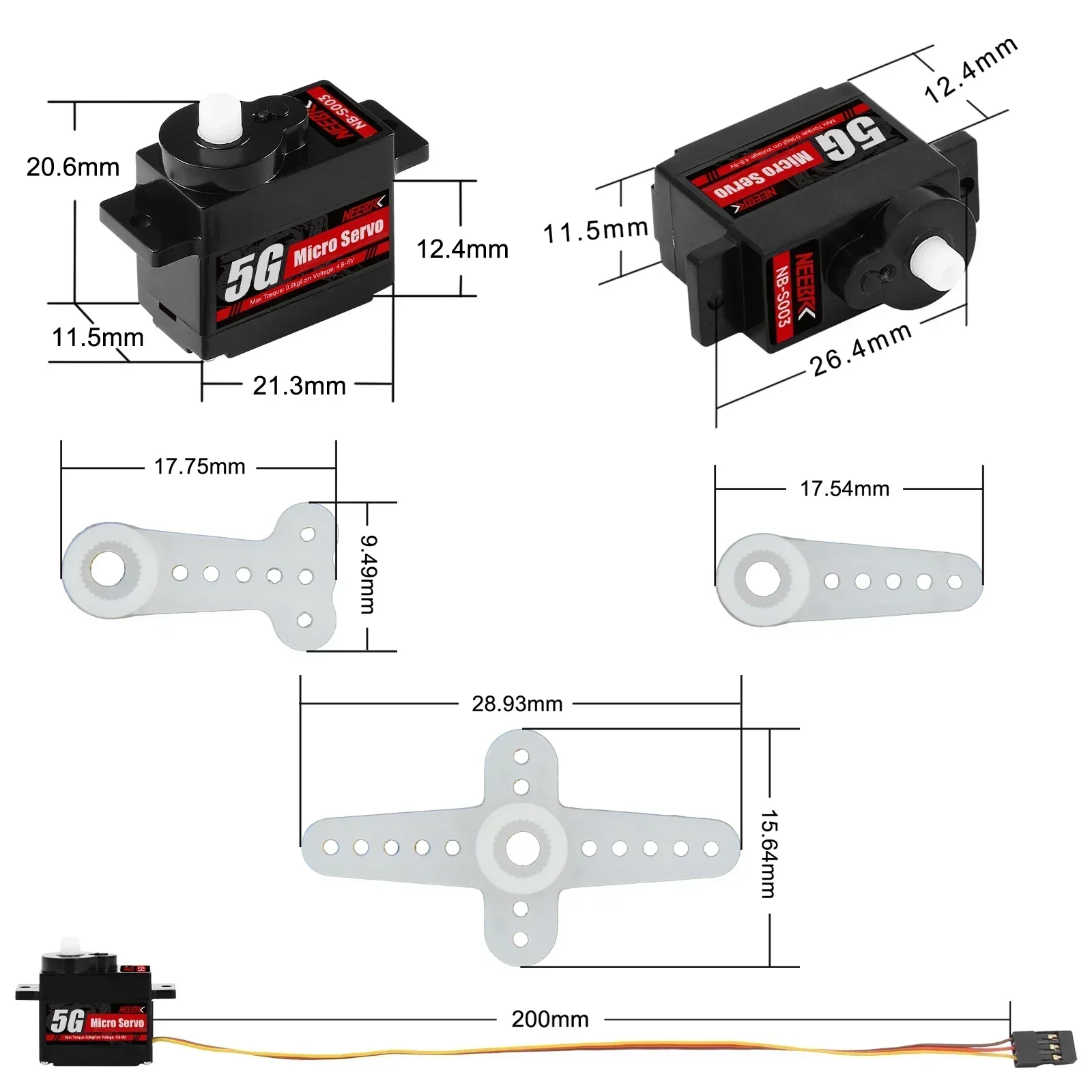 NEEBRC 2g 4.3g 5g 8g 12g 21g metallo/plastica ingranaggio Mini Micro Servo per RC auto Dron aereo elicottero aliante Robot Wltoys