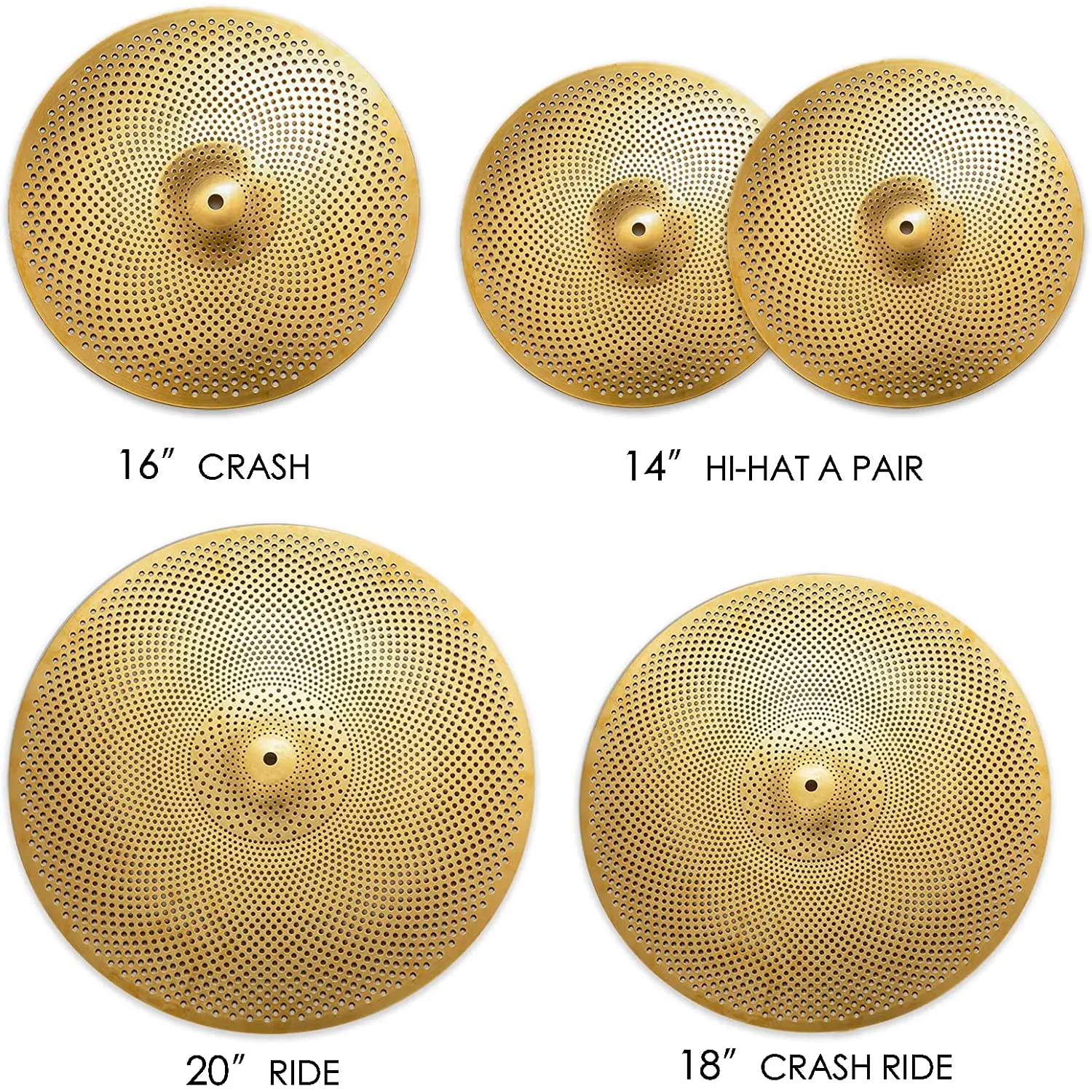 Low Volume Cymbal Quiet Cymbal Silent Cymbal Drum Cymbals Pack Practice Cymbal Mute Cymbal Set 5 Pieces