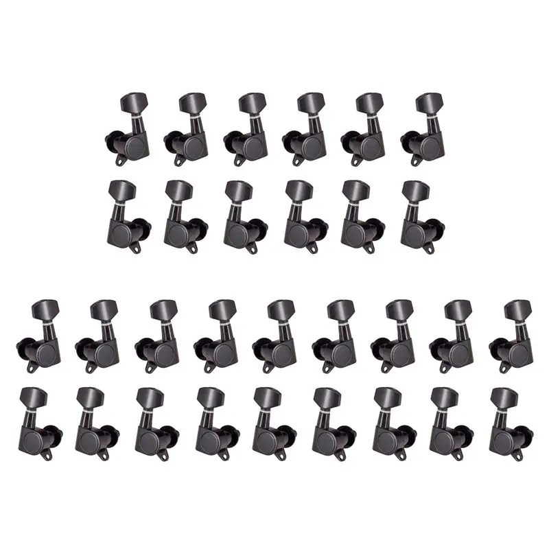 HOTB72A 5X أوتاد ضبط الجيتار رؤوس آلة موالف 3R3L ضبط الوتد آلة الرأس للجيتار الكهربائي الصوتي، أسود