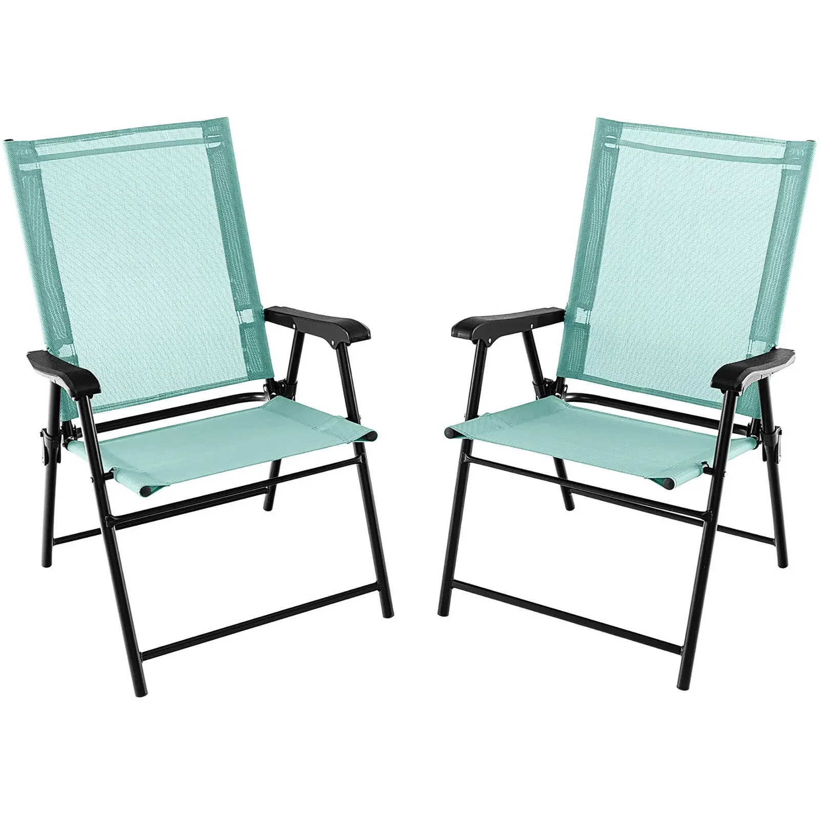 

2PCS Patio Folding Chairs Portable Pack Lawn Chairs w/Armrests Mint Green