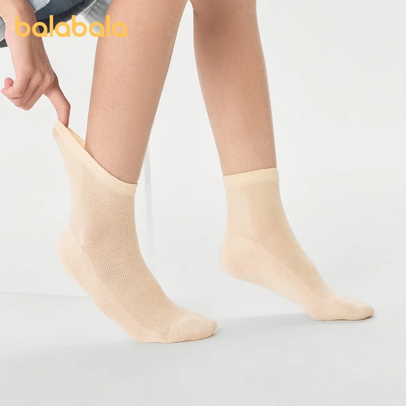 

Balabala 5 Pairs Socks Boys and Girls Socks 2024 Summer New Mesh Design for Preteens and Teens Basic Socks for Children Sports