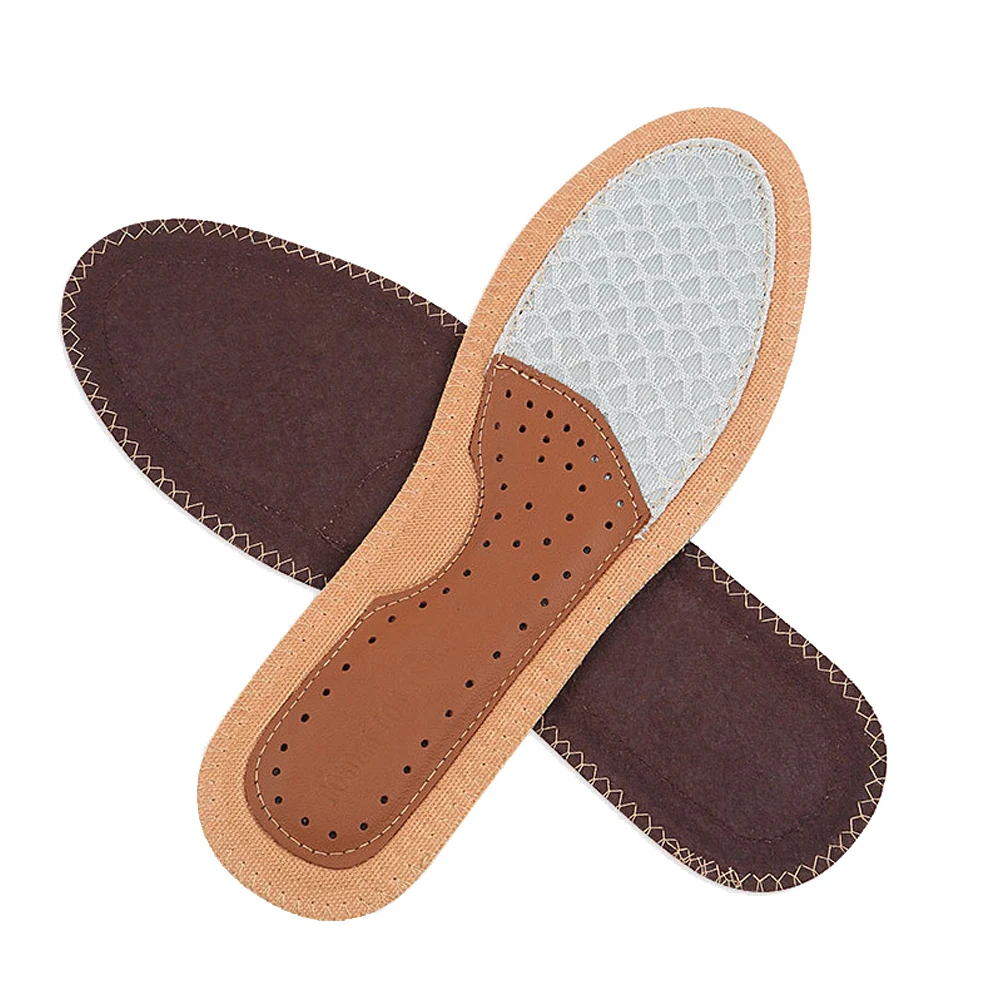 

1 Pair Breathable Insoles Comfortable Shoes Pad Cowhide Sweat-absorbing Insoles Non-slip Cloth Insoles Brown Size 35-36