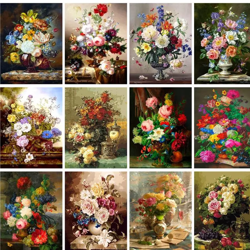GATYZTORY Modern Painting By Numbers Classical Flowers Home Decors Acrylic Paints Gift Handmade Kill Time Diy Crafts For Adults