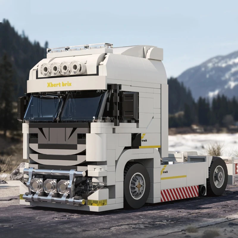 

European semi-trailer truck tractor building blocks assembly set, MOC city container trailer building blocks toy gift for kids