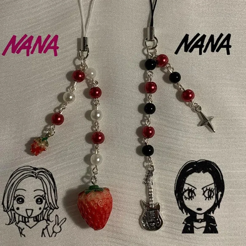 nana phone charm anime pearl cute beaded keychain